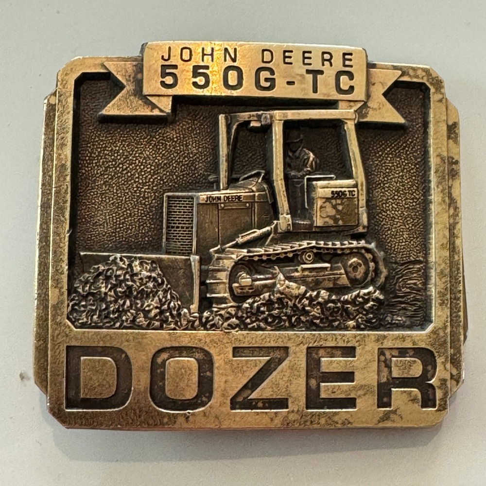 John Deere 550G TC Dozer Belt Buckle Vintage Brass‎ Metal Bulldozer 1994